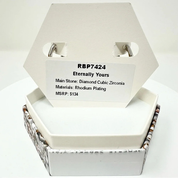 Bomb Party April 2024 Eternally Yours Diamond Cubic Zirconia Earrings NWT - Picture 2 of 2